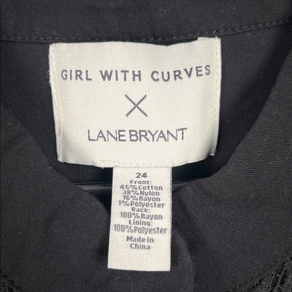 LANE BRYANT GIRL WITH CURVES DRESS LONG SLEEVE BLACK FLORAL LACE BUTTON FRONT 24 - Picture 3 of 10